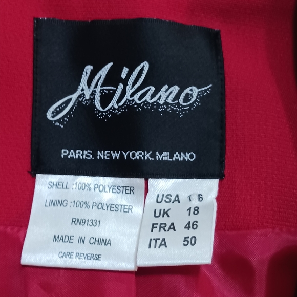 Milano Red blazer with tunic Size 16 Button Red Festive Cleavage Cover - Picture 8 of 12